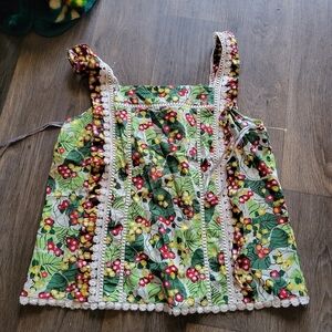 Daniel Rainn Arya Print Crochet Lace Trim Tank Top NWT Size L